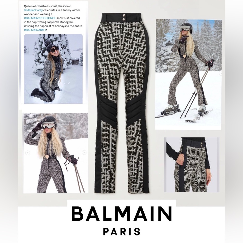 BALMAIN LIMITED EDITION quilted printed ski pants 38 NWT